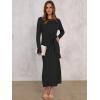 imageANRABESS Long Sleeve Maxi Dress for Women Trendy Crew Neck Tie Waist Slim Slit Casual Work Long Dresses 2025 Fall OutfitsBlack