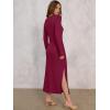imageANRABESS Long Sleeve Maxi Dress for Women Trendy Crew Neck Tie Waist Slim Slit Casual Work Long Dresses 2025 Fall OutfitsBurgundy
