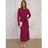 imageANRABESS Long Sleeve Maxi Dress for Women Trendy Crew Neck Tie Waist Slim Slit Casual Work Long Dresses 2025 Fall OutfitsBurgundy