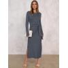 imageANRABESS Long Sleeve Maxi Dress for Women Trendy Crew Neck Tie Waist Slim Slit Casual Work Long Dresses 2025 Fall OutfitsDeep Gray