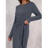 imageANRABESS Long Sleeve Maxi Dress for Women Trendy Crew Neck Tie Waist Slim Slit Casual Work Long Dresses 2025 Fall OutfitsDeep Gray