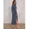 imageANRABESS Long Sleeve Maxi Dress for Women Trendy Crew Neck Tie Waist Slim Slit Casual Work Long Dresses 2025 Fall OutfitsDeep Gray