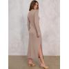 imageANRABESS Long Sleeve Maxi Dress for Women Trendy Crew Neck Tie Waist Slim Slit Casual Work Long Dresses 2025 Fall OutfitsKhaki