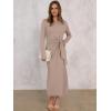 imageANRABESS Long Sleeve Maxi Dress for Women Trendy Crew Neck Tie Waist Slim Slit Casual Work Long Dresses 2025 Fall OutfitsKhaki