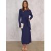 imageANRABESS Long Sleeve Maxi Dress for Women Trendy Crew Neck Tie Waist Slim Slit Casual Work Long Dresses 2025 Fall OutfitsNavy Blue