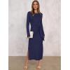 imageANRABESS Long Sleeve Maxi Dress for Women Trendy Crew Neck Tie Waist Slim Slit Casual Work Long Dresses 2025 Fall OutfitsNavy Blue