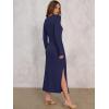 imageANRABESS Long Sleeve Maxi Dress for Women Trendy Crew Neck Tie Waist Slim Slit Casual Work Long Dresses 2025 Fall OutfitsNavy Blue