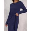 imageANRABESS Long Sleeve Maxi Dress for Women Trendy Crew Neck Tie Waist Slim Slit Casual Work Long Dresses 2025 Fall OutfitsNavy Blue