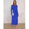 imageANRABESS Long Sleeve Maxi Dress for Women Trendy Crew Neck Tie Waist Slim Slit Casual Work Long Dresses 2025 Fall OutfitsRoyal Blue