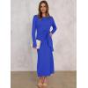 imageANRABESS Long Sleeve Maxi Dress for Women Trendy Crew Neck Tie Waist Slim Slit Casual Work Long Dresses 2025 Fall OutfitsRoyal Blue