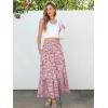 imageANRABESS Maxi Skirts for Women 2025 Summer Boho Long Flowy Floral Elastic High Waist Skirt Casual Travel Skirt with PocketsPink Floral