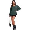 imageANRABESS Oversized Long Sleeve Shirts for Women Off the Shoulder Sweatshirt Loose V Neck Tunic Tops High Low Sweater 2025Dark Green