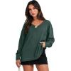 imageANRABESS Oversized Long Sleeve Shirts for Women Off the Shoulder Sweatshirt Loose V Neck Tunic Tops High Low Sweater 2025Dark Green