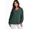 imageANRABESS Oversized Long Sleeve Shirts for Women Off the Shoulder Sweatshirt Loose V Neck Tunic Tops High Low Sweater 2025Dark Green