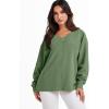 imageANRABESS Oversized Long Sleeve Shirts for Women Off the Shoulder Sweatshirt Loose V Neck Tunic Tops High Low Sweater 2025Green