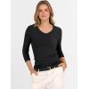 imageANRABESS Shirts for Women 34 Sleeve V Neck Rib Knit Slim Basic Tees Tops 2025 Fall Casual Tshirts Going Out Workout OutfitsBlack