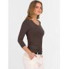 imageANRABESS Shirts for Women 34 Sleeve V Neck Rib Knit Slim Basic Tees Tops 2025 Fall Casual Tshirts Going Out Workout OutfitsCoffee