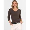 imageANRABESS Shirts for Women 34 Sleeve V Neck Rib Knit Slim Basic Tees Tops 2025 Fall Casual Tshirts Going Out Workout OutfitsCoffee
