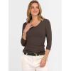 imageANRABESS Shirts for Women 34 Sleeve V Neck Rib Knit Slim Basic Tees Tops 2025 Fall Casual Tshirts Going Out Workout OutfitsCoffee