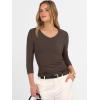 imageANRABESS Shirts for Women 34 Sleeve V Neck Rib Knit Slim Basic Tees Tops 2025 Fall Casual Tshirts Going Out Workout OutfitsCoffee