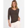 imageANRABESS Shirts for Women 34 Sleeve V Neck Rib Knit Slim Basic Tees Tops 2025 Fall Casual Tshirts Going Out Workout OutfitsCoffee