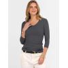 imageANRABESS Shirts for Women 34 Sleeve V Neck Rib Knit Slim Basic Tees Tops 2025 Fall Casual Tshirts Going Out Workout OutfitsDeep Grey