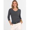 imageANRABESS Shirts for Women 34 Sleeve V Neck Rib Knit Slim Basic Tees Tops 2025 Fall Casual Tshirts Going Out Workout OutfitsDeep Grey