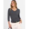 imageANRABESS Shirts for Women 34 Sleeve V Neck Rib Knit Slim Basic Tees Tops 2025 Fall Casual Tshirts Going Out Workout OutfitsDeep Grey
