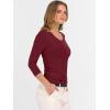imageANRABESS Shirts for Women 34 Sleeve V Neck Rib Knit Slim Basic Tees Tops 2025 Fall Casual Tshirts Going Out Workout OutfitsDeep Red