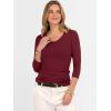imageANRABESS Shirts for Women 34 Sleeve V Neck Rib Knit Slim Basic Tees Tops 2025 Fall Casual Tshirts Going Out Workout OutfitsDeep Red