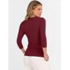 imageANRABESS Shirts for Women 34 Sleeve V Neck Rib Knit Slim Basic Tees Tops 2025 Fall Casual Tshirts Going Out Workout OutfitsDeep Red