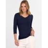 imageANRABESS Shirts for Women 34 Sleeve V Neck Rib Knit Slim Basic Tees Tops 2025 Fall Casual Tshirts Going Out Workout OutfitsNavy Blue