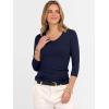 imageANRABESS Shirts for Women 34 Sleeve V Neck Rib Knit Slim Basic Tees Tops 2025 Fall Casual Tshirts Going Out Workout OutfitsNavy Blue
