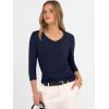 imageANRABESS Shirts for Women 34 Sleeve V Neck Rib Knit Slim Basic Tees Tops 2025 Fall Casual Tshirts Going Out Workout OutfitsNavy Blue