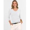 imageANRABESS Shirts for Women 34 Sleeve V Neck Rib Knit Slim Basic Tees Tops 2025 Fall Casual Tshirts Going Out Workout OutfitsWhite