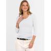 imageANRABESS Shirts for Women 34 Sleeve V Neck Rib Knit Slim Basic Tees Tops 2025 Fall Casual Tshirts Going Out Workout OutfitsWhite