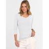 imageANRABESS Shirts for Women 34 Sleeve V Neck Rib Knit Slim Basic Tees Tops 2025 Fall Casual Tshirts Going Out Workout OutfitsWhite