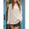 imageANRABESS Sweaters for Women Oversized Crewneck Long Sleeve Casual Loose Cable Knit Pullover Tops 2025 Fall Vintage ClothesApricot