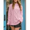 imageANRABESS Sweaters for Women Oversized Crewneck Long Sleeve Casual Loose Cable Knit Pullover Tops 2025 Fall Vintage ClothesLight Pink