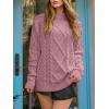 imageANRABESS Sweaters for Women Oversized Crewneck Long Sleeve Casual Loose Cable Knit Pullover Tops 2025 Fall Vintage ClothesPink