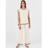 imageANRABESS Women 2 Piece Lounge Sets Summer Casual Knit Sweater Vest Pant Set Beach Vacation Airport Outfits ClothesKhakiblack