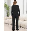 imageANRABESS Women 3 Piece Lounge Pajama Sets Knit Crop Cardigan Cami Top Wide Leg Pants 2025 Fall Outfits Comfy Matching ClothesBlack