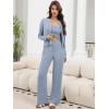 imageANRABESS Women 3 Piece Lounge Pajama Sets Knit Crop Cardigan Cami Top Wide Leg Pants 2025 Fall Outfits Comfy Matching ClothesBlue