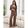 imageANRABESS Women 3 Piece Lounge Pajama Sets Knit Crop Cardigan Cami Top Wide Leg Pants 2025 Fall Outfits Comfy Matching ClothesBrown