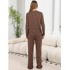 imageANRABESS Women 3 Piece Lounge Pajama Sets Knit Crop Cardigan Cami Top Wide Leg Pants 2025 Fall Outfits Comfy Matching ClothesBrown