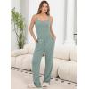 imageANRABESS Women 3 Piece Lounge Pajama Sets Knit Crop Cardigan Cami Top Wide Leg Pants 2025 Fall Outfits Comfy Matching ClothesGreen