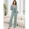 imageANRABESS Women 3 Piece Lounge Pajama Sets Knit Crop Cardigan Cami Top Wide Leg Pants 2025 Fall Outfits Comfy Matching ClothesGreen