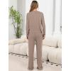 imageANRABESS Women 3 Piece Lounge Pajama Sets Knit Crop Cardigan Cami Top Wide Leg Pants 2025 Fall Outfits Comfy Matching ClothesTan