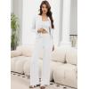 imageANRABESS Women 3 Piece Lounge Pajama Sets Knit Crop Cardigan Cami Top Wide Leg Pants 2025 Fall Outfits Comfy Matching ClothesWhite