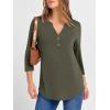 imageANRABESS Women 34 Sleeve Length Henley Tops Button V Neck Loose Fit Dressy Casual TShirts 2025 Fall Tunic BlouseArmy Green